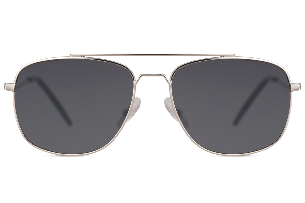 Silver Steel Frame Aviator Sunglasses Black Color