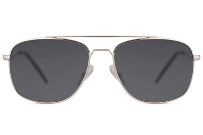 Silver Steel Frame Aviator Sunglasses Black Color