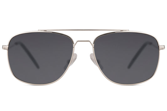 Silver Steel Frame Aviator Sunglasses Black Color