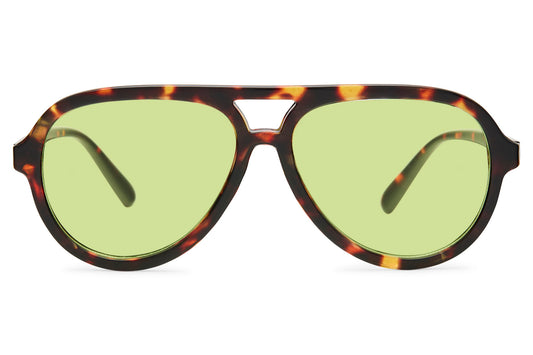 Tortoiseshell Tinted Green Aviator Sunglasses UK